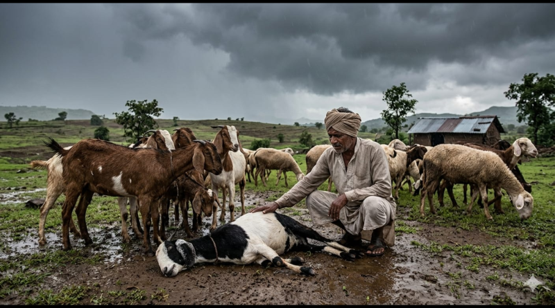 ⚡ खेड बुद्रुकमध्ये विजेच्या कडकडाटात शेळीचा मृत्यू ⚡ खेड बुद्रुकमध्ये विजेच्या कडकडाटात शेळीचा मृत्यू
